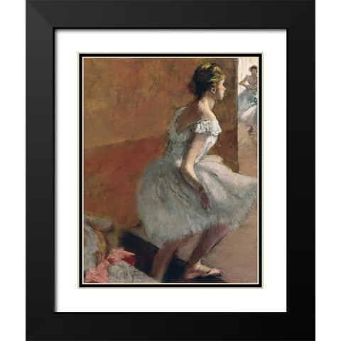 Danseuses Montant Un Escalier - center Black Modern Wood Framed Art Print with Double Matting by Degas, Edgar