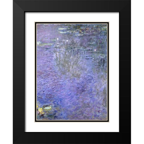 Water Lilies: Morning, c. 1914-26 (center) Black Modern Wood Framed Art Print with Double Matting by Monet, Claude