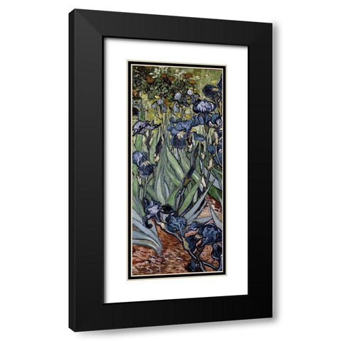 Irises (center) Black Modern Wood Framed Art Print with Double Matting by Van Gogh, Vincent