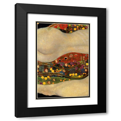 Sea Serpents V - left Black Modern Wood Framed Art Print with Double Matting by Klimt, Gustav