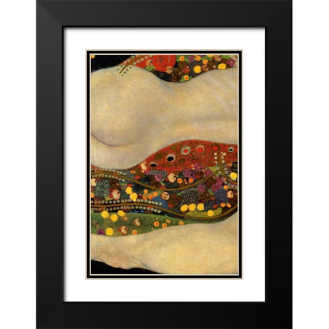 Sea Serpents V - left Black Modern Wood Framed Art Print with Double Matting by Klimt, Gustav
