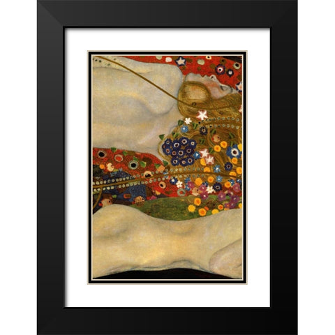 Sea Serpents V - center Black Modern Wood Framed Art Print with Double Matting by Klimt, Gustav