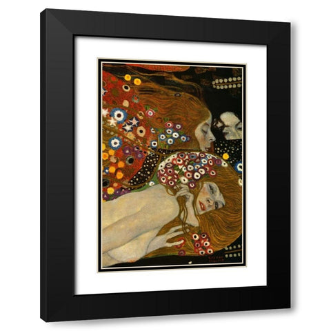 Sea Serpents V - right Black Modern Wood Framed Art Print with Double Matting by Klimt, Gustav