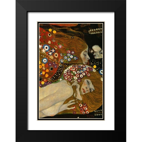 Sea Serpents V - right Black Modern Wood Framed Art Print with Double Matting by Klimt, Gustav