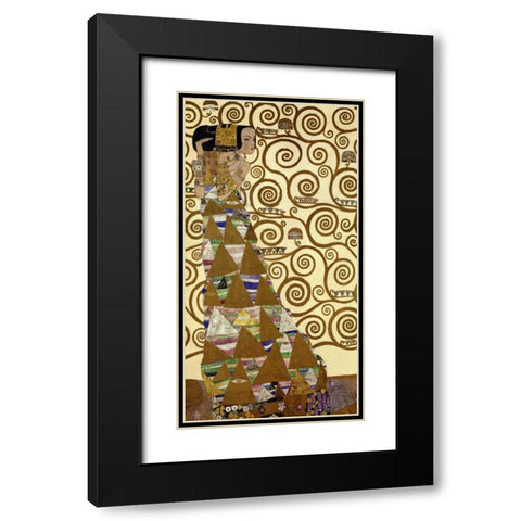 The Stoclet Frieze - left Black Modern Wood Framed Art Print with Double Matting by Klimt, Gustav