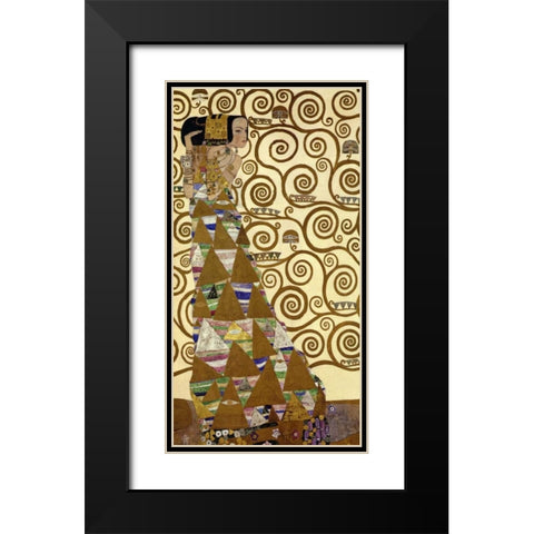 The Stoclet Frieze - left Black Modern Wood Framed Art Print with Double Matting by Klimt, Gustav