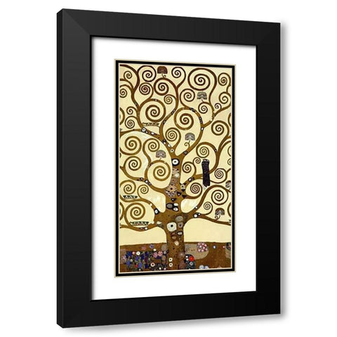 The Stoclet Frieze (center) Black Modern Wood Framed Art Print with Double Matting by Klimt, Gustav