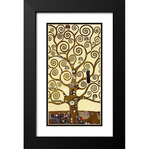 The Stoclet Frieze (center) Black Modern Wood Framed Art Print with Double Matting by Klimt, Gustav
