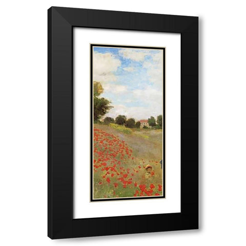 Field Of Poppies (Les Coquelicots) 1873 (center) Black Modern Wood Framed Art Print with Double Matting by Monet, Claude