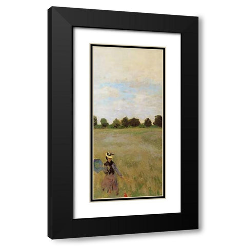 Field Of Poppies (Les Coquelicots) 1873 (right) Black Modern Wood Framed Art Print with Double Matting by Monet, Claude