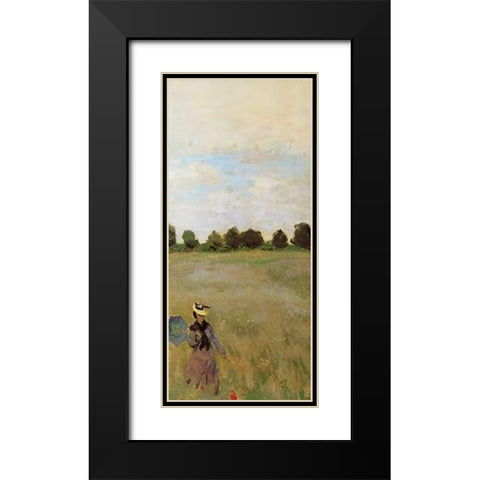 Field Of Poppies (Les Coquelicots) 1873 (right) Black Modern Wood Framed Art Print with Double Matting by Monet, Claude