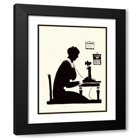 Homemaker Makes a Phone Call Black Modern Wood Framed Art Print with Double Matting by Parrish, Maxfield