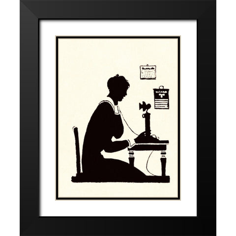 Homemaker Makes a Phone Call Black Modern Wood Framed Art Print with Double Matting by Parrish, Maxfield