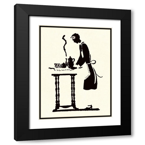 Maid Prepares Hot and Steaming Coffee Black Modern Wood Framed Art Print with Double Matting by Parrish, Maxfield