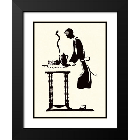 Maid Prepares Hot and Steaming Coffee Black Modern Wood Framed Art Print with Double Matting by Parrish, Maxfield