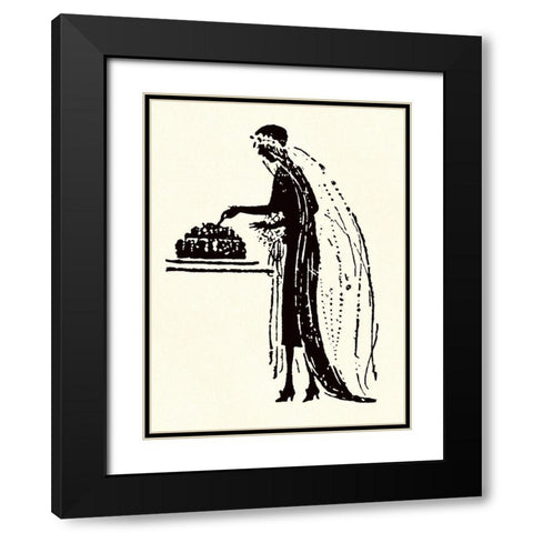 Bride Cuts Her Wedding Cake Black Modern Wood Framed Art Print with Double Matting by Parrish, Maxfield