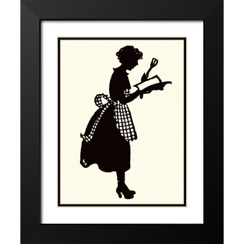 Homemaker Reads a Recipe Book Black Modern Wood Framed Art Print with Double Matting by Parrish, Maxfield