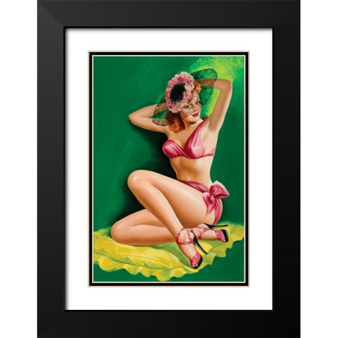 Flirt Magazine: Pinup with Hat Black Modern Wood Framed Art Print with Double Matting by Driben, Peter