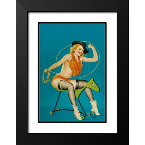 Flirt Magazine: Roping the Horse Black Modern Wood Framed Art Print with Double Matting by Driben, Peter