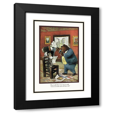 Teddy Roosevelts Bears: That Cat Black Modern Wood Framed Art Print with Double Matting by Culver, R.K.