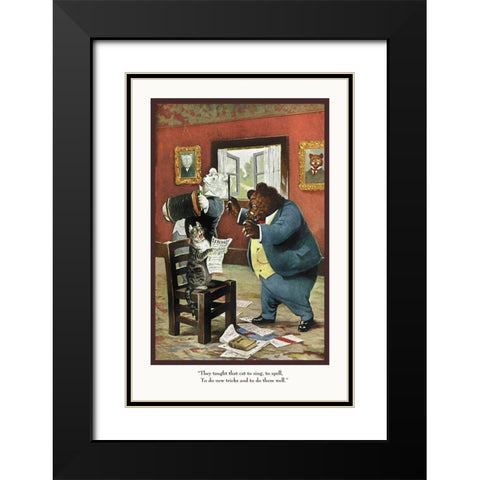 Teddy Roosevelts Bears: That Cat Black Modern Wood Framed Art Print with Double Matting by Culver, R.K.