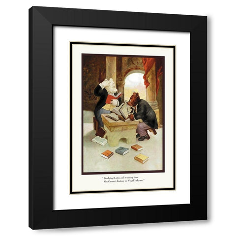 Teddy Roosevelts Bears: Teddy B and Teddy G Studying Latin Black Modern Wood Framed Art Print with Double Matting by Culver, R.K.