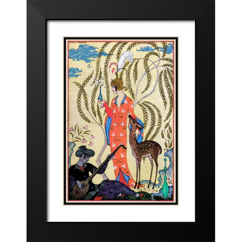 Persia Black Modern Wood Framed Art Print with Double Matting by Barbier, Georges