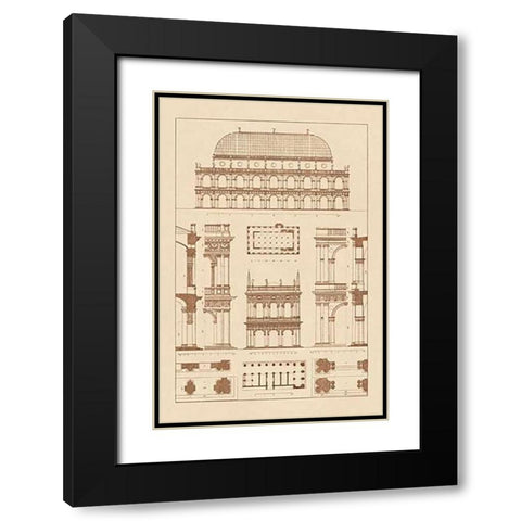 Basilica at Vicenza and Library of St. Marks at Venice Black Modern Wood Framed Art Print with Double Matting by Buhlmann, J.