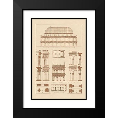 Basilica at Vicenza and Library of St. Marks at Venice Black Modern Wood Framed Art Print with Double Matting by Buhlmann, J.