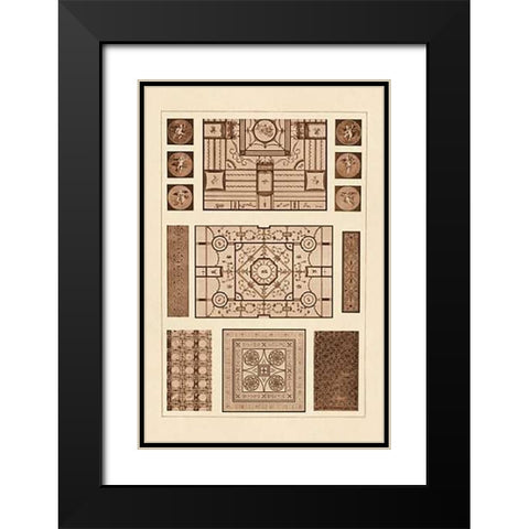 Painted Ceilings and Pavements from Pompeii Black Modern Wood Framed Art Print with Double Matting by Buhlmann, J.