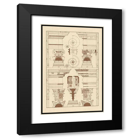 Pediments of the Renaissance Black Modern Wood Framed Art Print with Double Matting by Buhlmann, J.