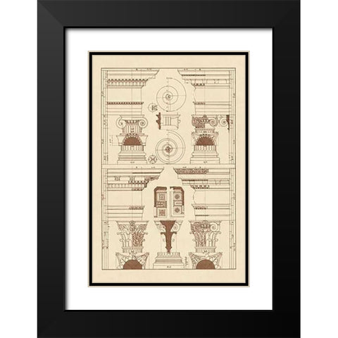 Pediments of the Renaissance Black Modern Wood Framed Art Print with Double Matting by Buhlmann, J.
