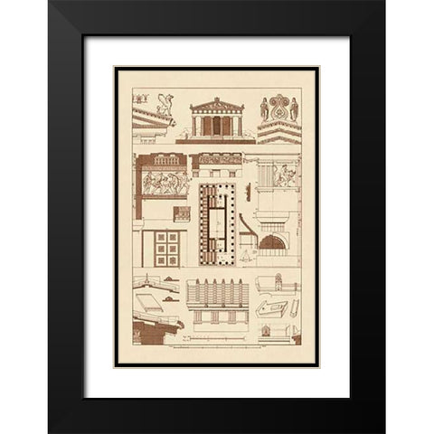 Temples and Roofings Black Modern Wood Framed Art Print with Double Matting by Buhlmann, J.