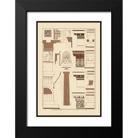 Details of the Parthenon at Athens Black Modern Wood Framed Art Print with Double Matting by Buhlmann, J.
