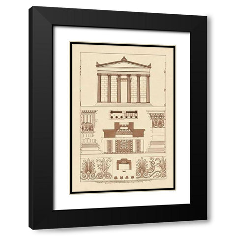 Portico, Coffer and Palmette-Ornament Black Modern Wood Framed Art Print with Double Matting by Buhlmann, J.