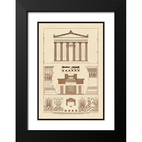 Portico, Coffer and Palmette-Ornament Black Modern Wood Framed Art Print with Double Matting by Buhlmann, J.