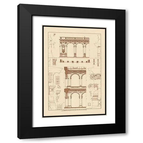 Porch of the Cathedral of Spoleto and Arcade from Palazzo Farnese Black Modern Wood Framed Art Print with Double Matting by Buhlmann, J.