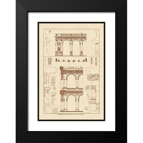 Porch of the Cathedral of Spoleto and Arcade from Palazzo Farnese Black Modern Wood Framed Art Print with Double Matting by Buhlmann, J.
