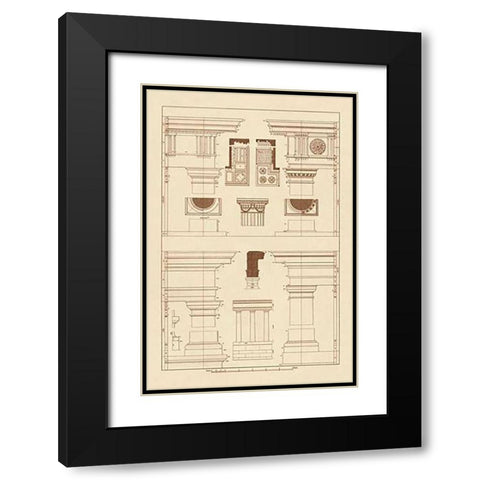 Doric, Tuscan Orders and Columns Black Modern Wood Framed Art Print with Double Matting by Buhlmann, J.
