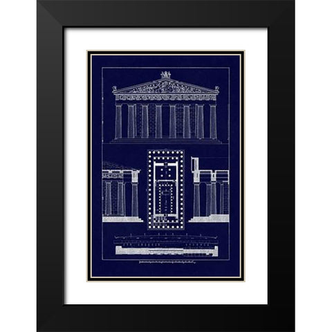 The Parthenon at Athens (Blueprint) Black Modern Wood Framed Art Print with Double Matting by Buhlmann, J.