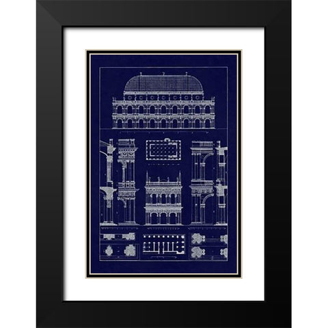 Basilica at Vicenza and Library of St. Marks at Venice (Blueprint) Black Modern Wood Framed Art Print with Double Matting by Buhlmann, J.