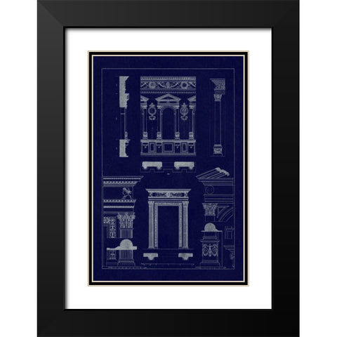 Window in the Cortile of Dodges Palace, Palazzo Vecchio, and Santa Croce (Blueprint) Black Modern Wood Framed Art Print with Double Matting by Buhlmann, J.