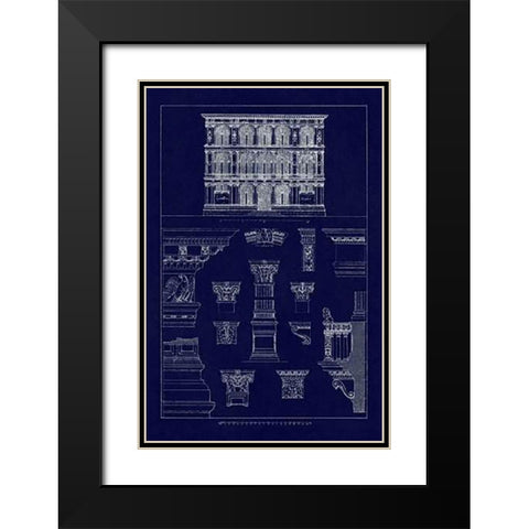 Palazzo Vendramin-Calergi at Venice (Blueprint) Black Modern Wood Framed Art Print with Double Matting by Buhlmann, J.