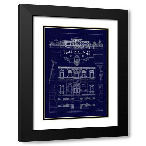 Villa Sacchetti, Villa Papa Giulio at Rome (Blueprint) Black Modern Wood Framed Art Print with Double Matting by Buhlmann, J.