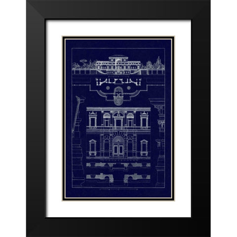 Villa Sacchetti, Villa Papa Giulio at Rome (Blueprint) Black Modern Wood Framed Art Print with Double Matting by Buhlmann, J.