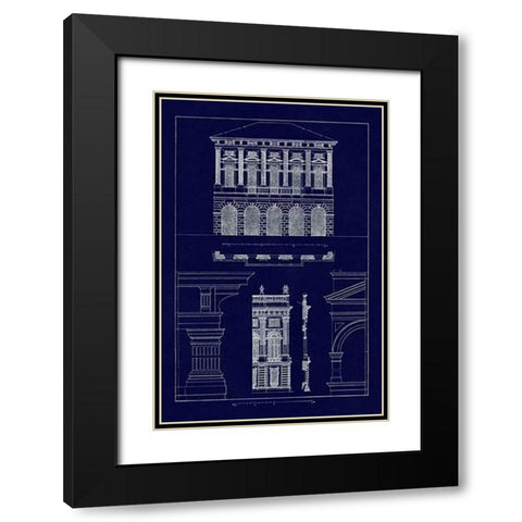 Palazzo Verzi at Verona, Palazzo Madama (Blueprint) Black Modern Wood Framed Art Print with Double Matting by Buhlmann, J.