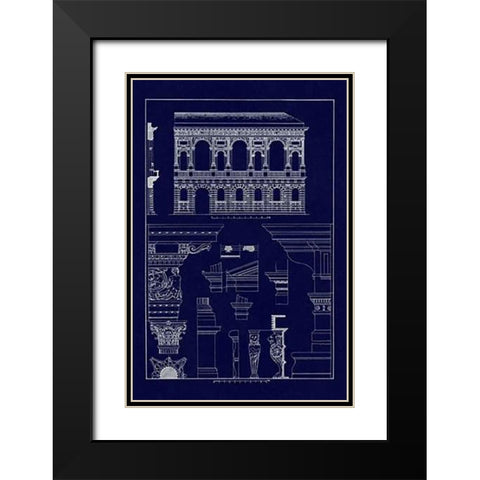 Palazzo Bevilacqua at Verona (Blueprint) Black Modern Wood Framed Art Print with Double Matting by Buhlmann, J.