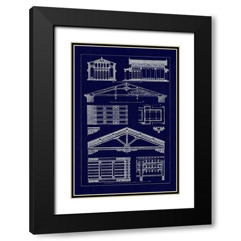 Internal Decoration of Roof (Blueprint) Black Modern Wood Framed Art Print with Double Matting by Buhlmann, J.