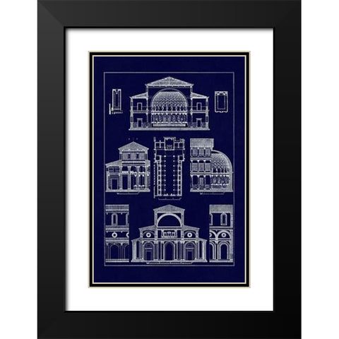 Interior of Basilica (Blueprint) Black Modern Wood Framed Art Print with Double Matting by Buhlmann, J.