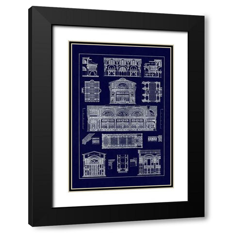 Interiors With Cross Vaults and Cupola Vaulting (Blueprint) Black Modern Wood Framed Art Print with Double Matting by Buhlmann, J.